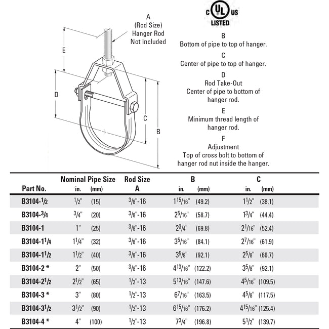 1-1/2" Light-Duty Clevis Hanger - CL710