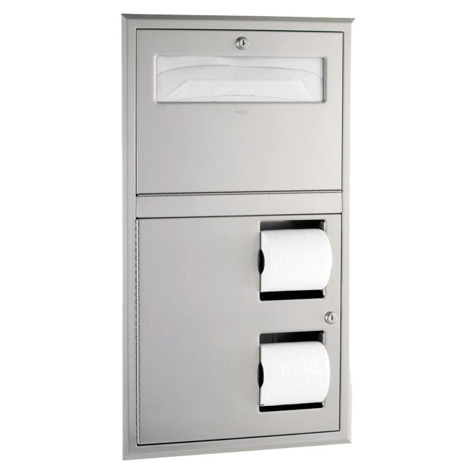 Bobrick 3474 - ClassicSeries Recessed Seat Cover and Toilet Tissue Dispenser in Satin Stainless Stee