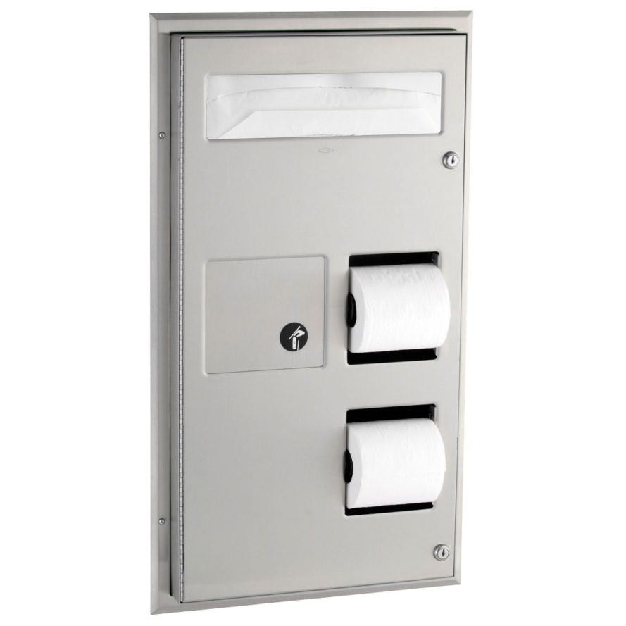 Bobrick 357 - ClassicSeries Partition Mounted, Seat Cover, Sanitary Disposal, Toilet Tissue Dispense