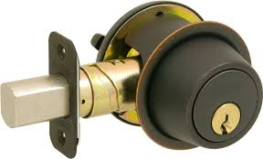 Grade 2 Single Cylinder Deadbolt with C Keyway with 12287 Latch and 10094 Strike Aged Bronze Finish