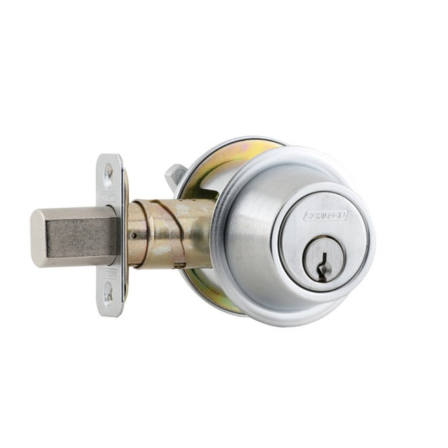 Grade 2 Fire Rated Single Cylinder Deadbolt with C Keyway with 12294 Latch and 10094 Strike Satin Ch