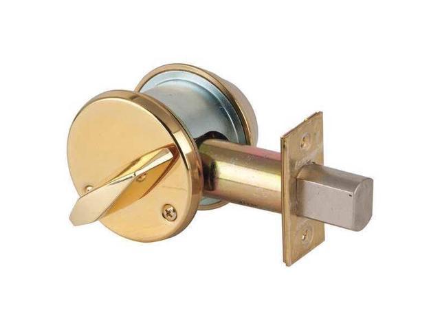 Grade 1 Single Cylinder Deadbolt C Keyway with 12297 Latch and 10094 Strike Satin Brass Finish