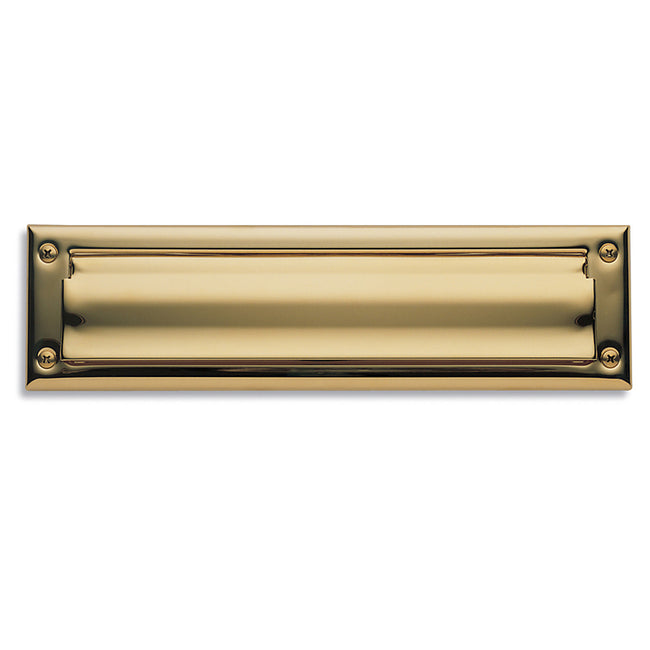 Baldwin 0014.003 - 13" x 3-5/8" Door Letter Box Plate with Interior Plate in Lifetime Brass Finish