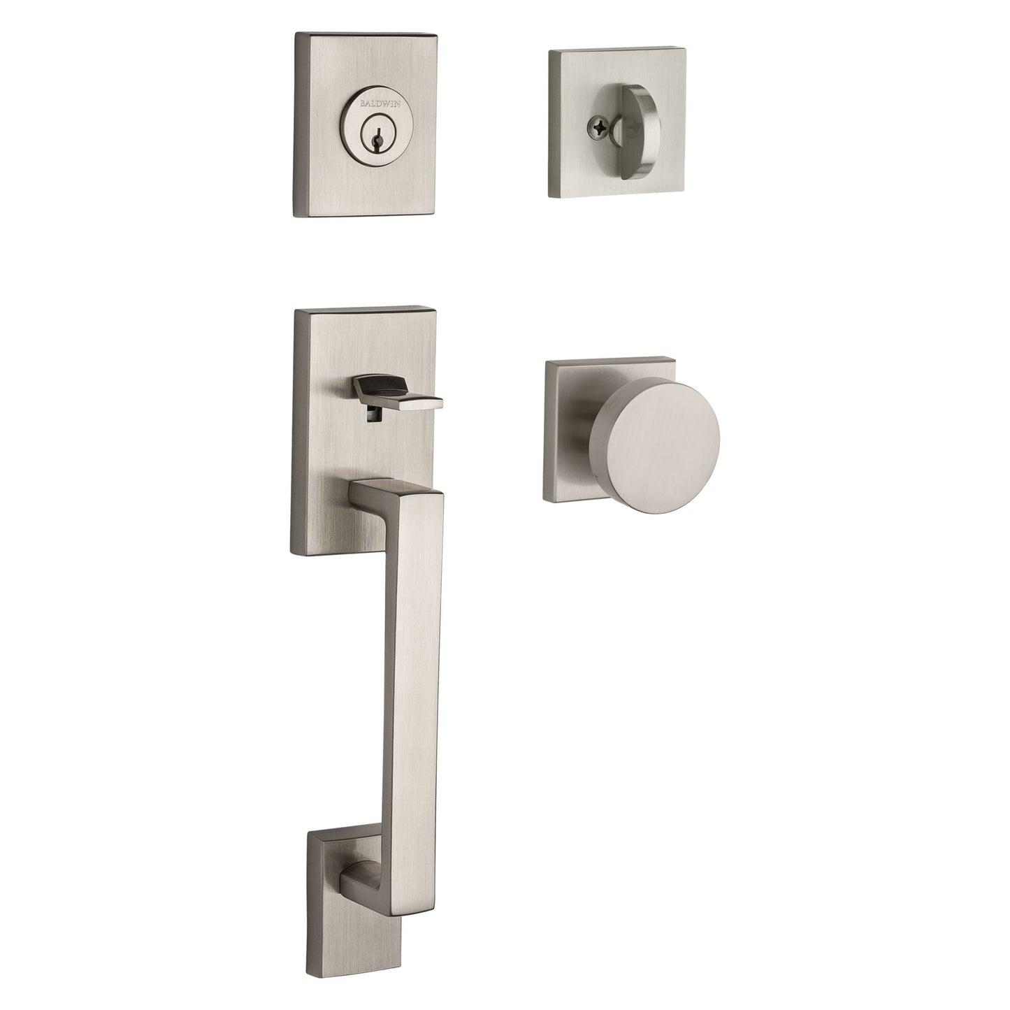 La Jolla Single Cylinder Handleset with Contemporary Interior Knob