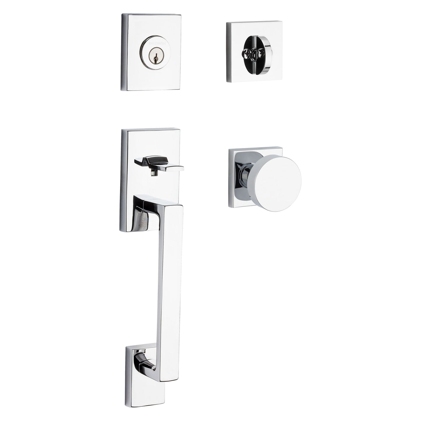 La Jolla Single Cylinder Handleset with Contemporary Interior Knob