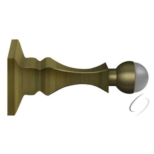 BDH35U5 3-1/2" Baseboard Door Bumper; Solid Brass; Antique Brass Finish