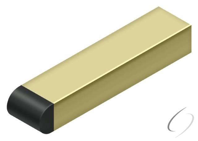 BDSR40U3-UNL 4" Contemporary Half Cylinder Tip Baseboard Bumper; Steel Unlacquered Bright Brass Fini