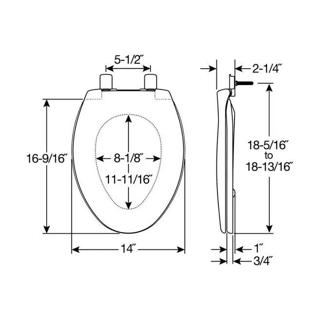 1200E4 000 - Affinity Elongated Plastic Toilet Seat - White