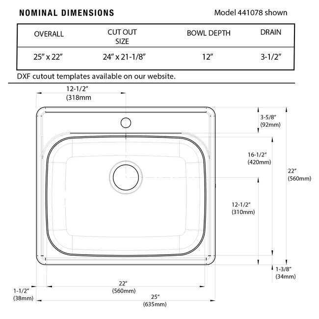 Blanco 441078 - 25" Essential Laundry Sink in 18 Gauge Stainless Steel