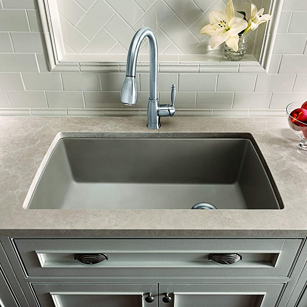 Blanco 441287 - 33.5" Diamond Super Single Dual Mount Siligranit Kitchen Sink in Truffle