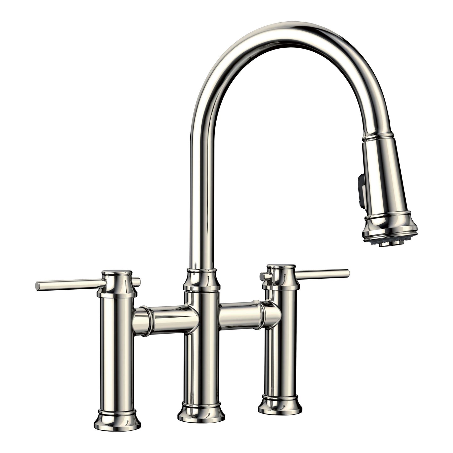 Blanco 442506 Empressa 1.5 GPM Pull-Down Dual Spray Bridge Kitchen Faucet in Polished Nickel
