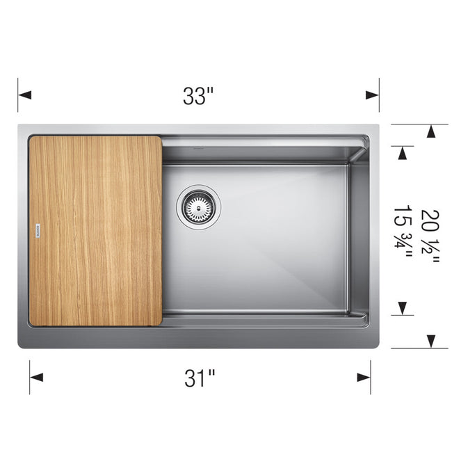 Blanco 525243 - 33" Quatrus  Ergon Farmhouse Apron Front Stainless Steel Sink w/Cutting Board