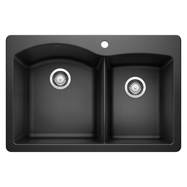 Diamond 1-3/4 Double Bowl Drop-In or Undermount Kitchen Sink, 33" X 22"  - Anthracite