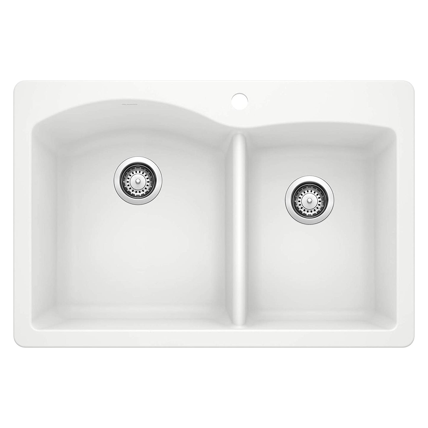 Diamond 1-3/4 Double Bowl Drop-In or Undermount Kitchen Sink, 33" X 22" - White