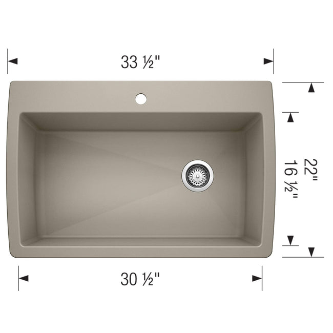 Blanco 441287 - 33.5" Diamond Super Single Dual Mount Siligranit Kitchen Sink in Truffle