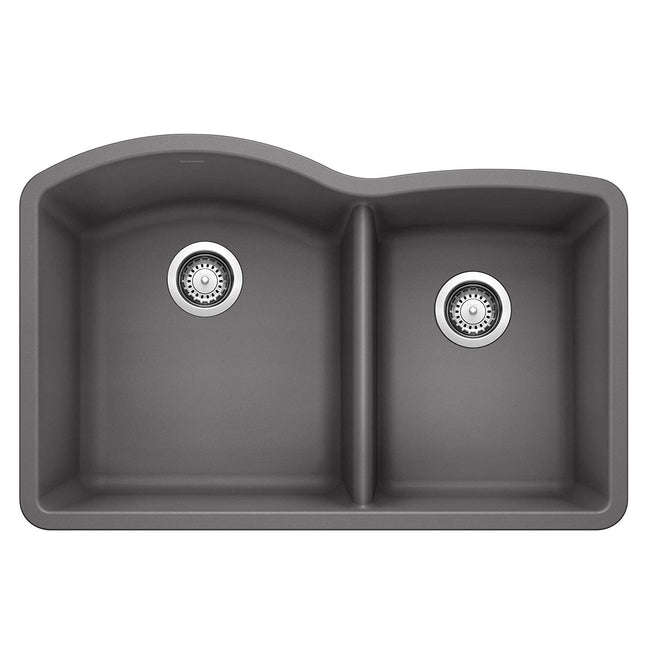 Diamond Double Bowl Undermount Kitchen Sink, 32" X 21"- Cinder