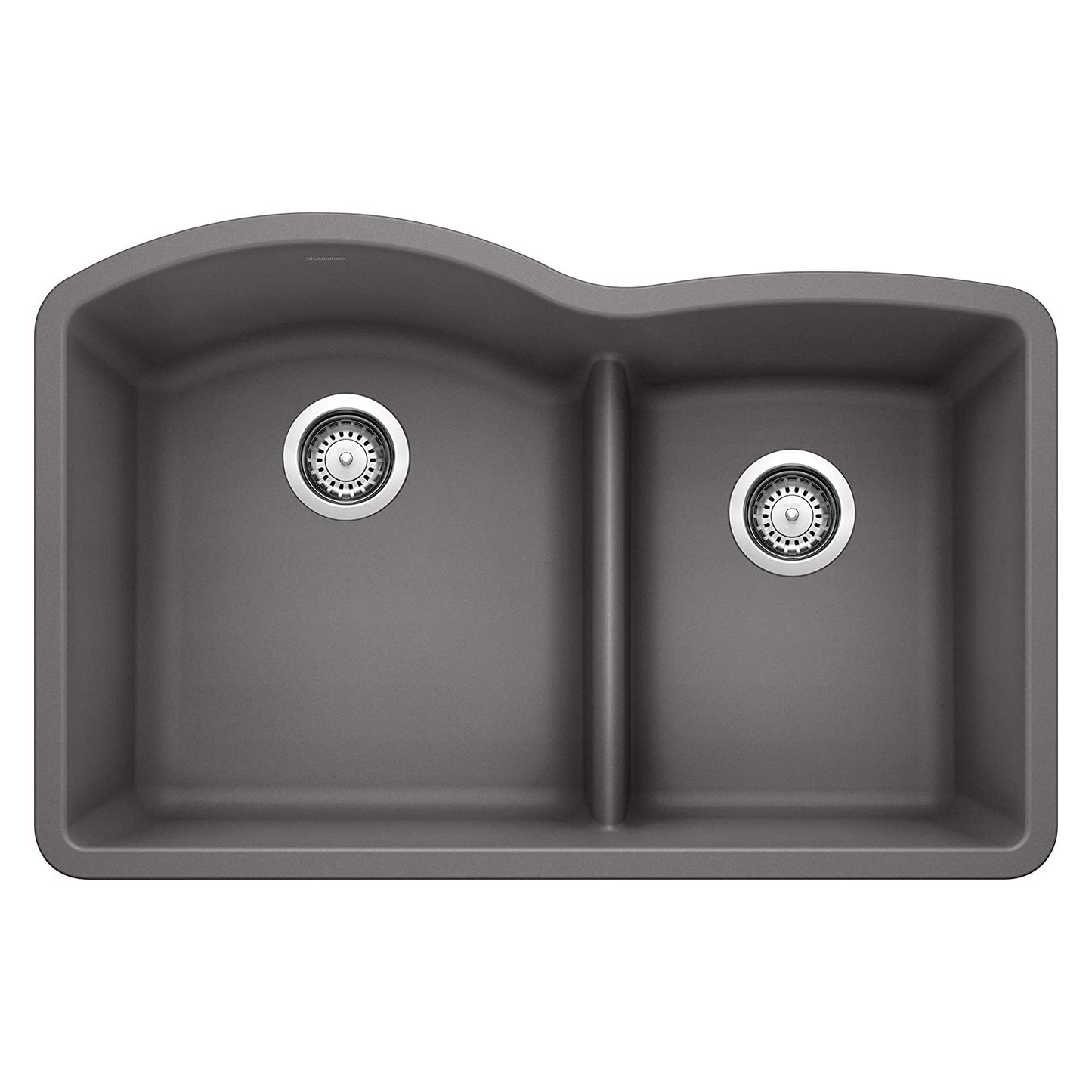 Diamond 1-3/4 Double Bowl Undermount Kitchen Sink with Low Divide, 32" X 21" - Cinder
