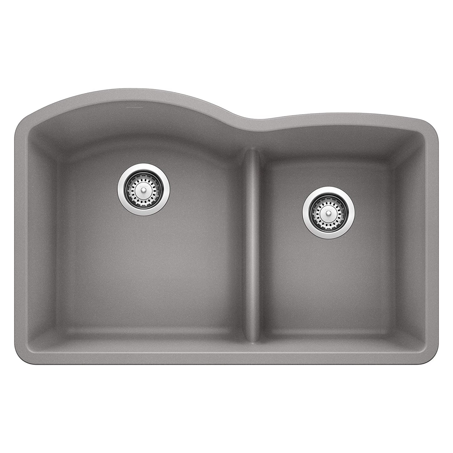 Diamond 1-3/4 Double Bowl Undermount Kitchen Sink with Low Divide, 32" X 21" - Metallic Gray