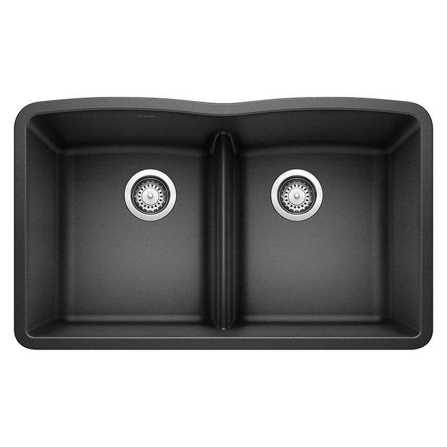Diamond Double Bowl Undermount Kitchen Sink with Low Divide - Anthracite