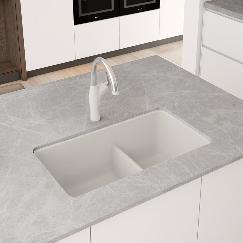 Precis Reversible 1-3/4 w/Low Divide-White Sink, 25" L x 22" W x 9.25" H