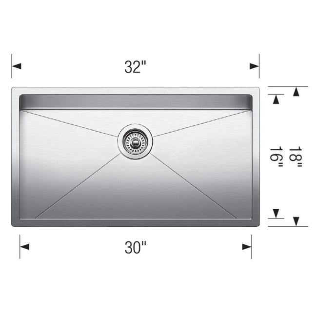Blanco 515823 - 32" x 18" Precision Undermount Sink in Satin Polished Steel