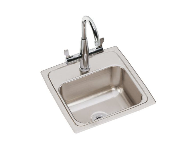Elkay BLR150C - 18 Gauge Stainless Steel 15" x 15" x 7.125" Single Bowl Drop-in Bar/Prep Sink Kit
