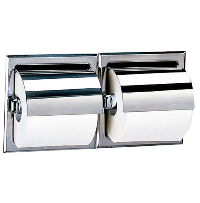 Bobrick 699 - Recessed Dual-Roll Toilet Tissue Dispenser with Hoods in Polished Stainless Steel