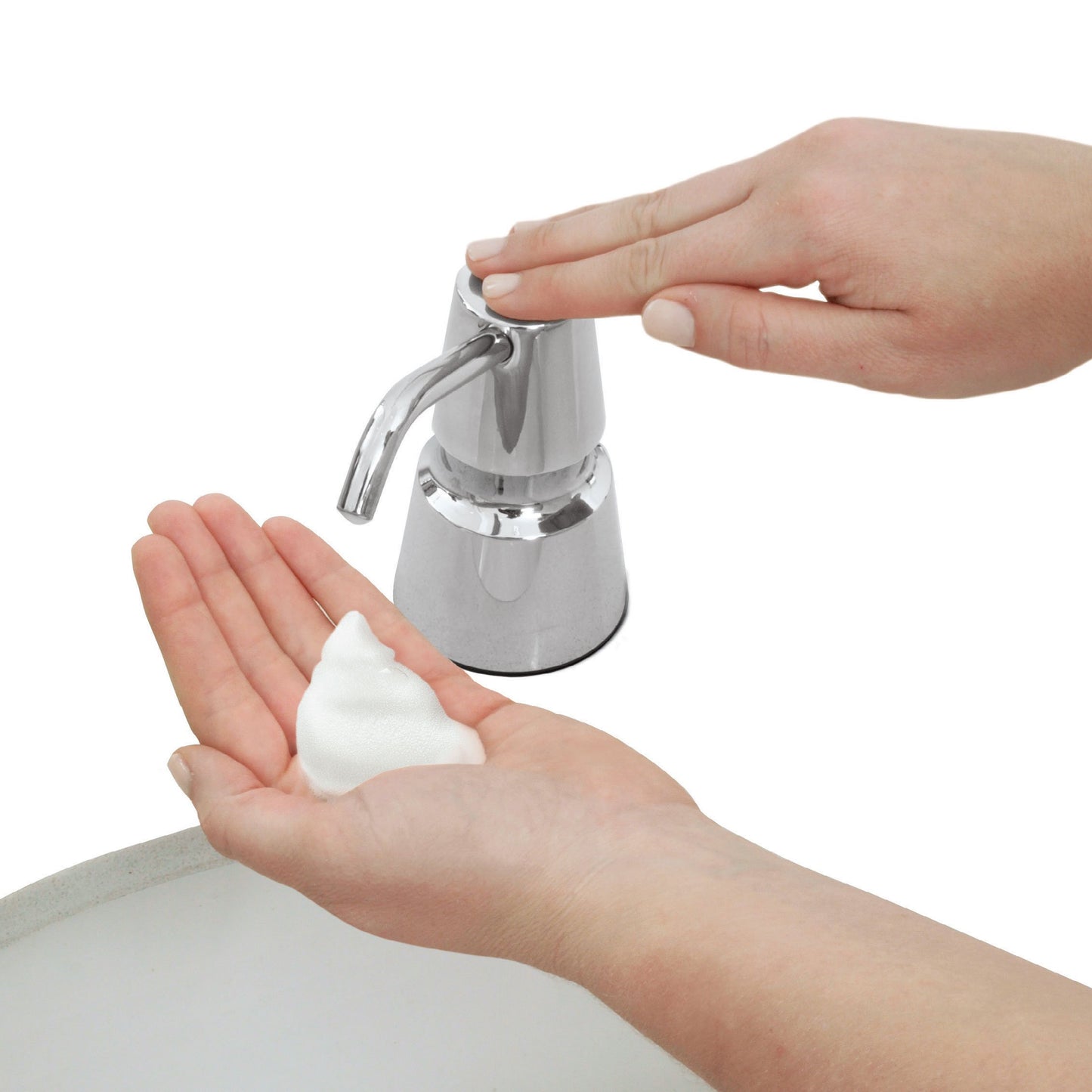 Bobrick 823 - 4" Spout, Top-Fill 34oz. Manual Foam Soap Dispenser in Polished Stainless