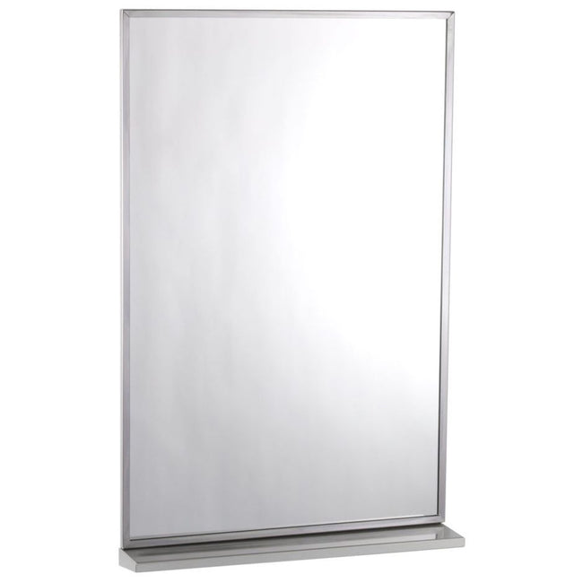 Bobrick 166 1824 - 18" x 24" Channel Frame Mirror/Shelf Combination in Polished Stainless Steel