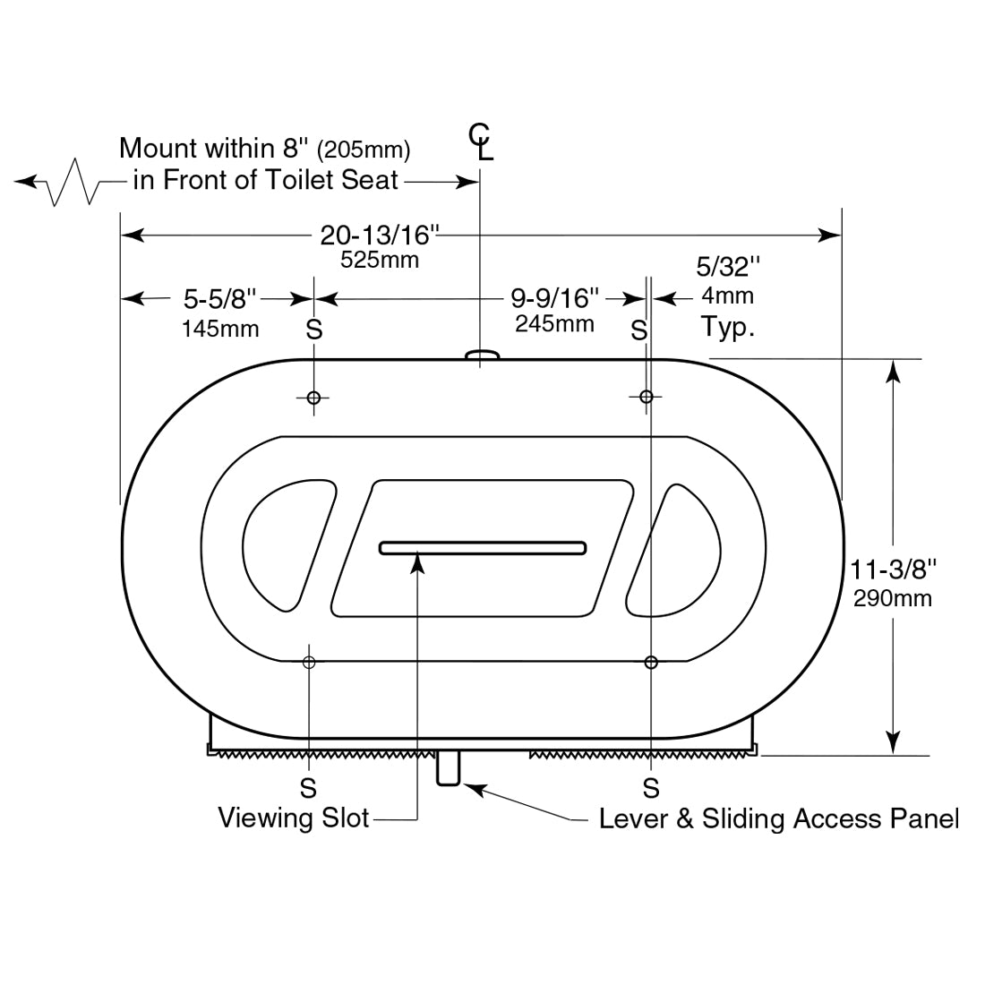 Bobrick 2892 - Surface Mounted Twin Jumbo-Roll Toilet Tissue Dispenser in Satin Stainless Steel