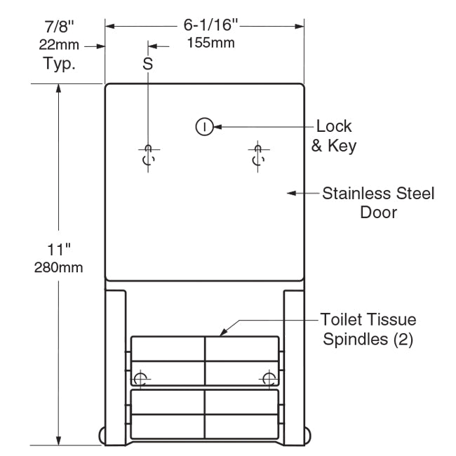 Bobrick 4288 - Surface Mounted Multi-Roll Toilet Tissue Dispenser in Satin Stainless Steel