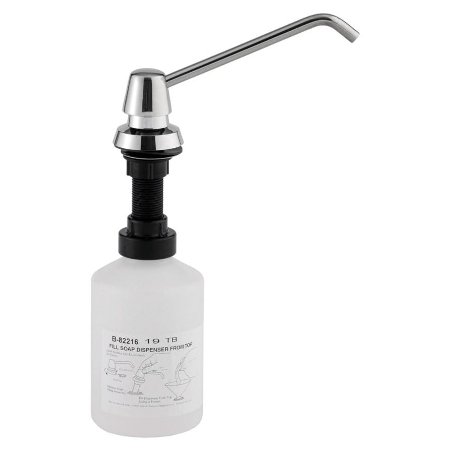 Bobrick 82216 - 6" Spout, Top-Fill 20oz. Manual Liquid Soap Dispenser in Polished Stainless