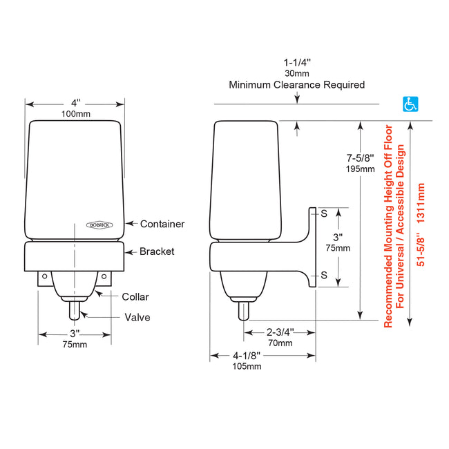 Bobrick 155 - LiquidMate 24oz Surface Mounted Liquid Soap Dispenser in Polished Chrome
