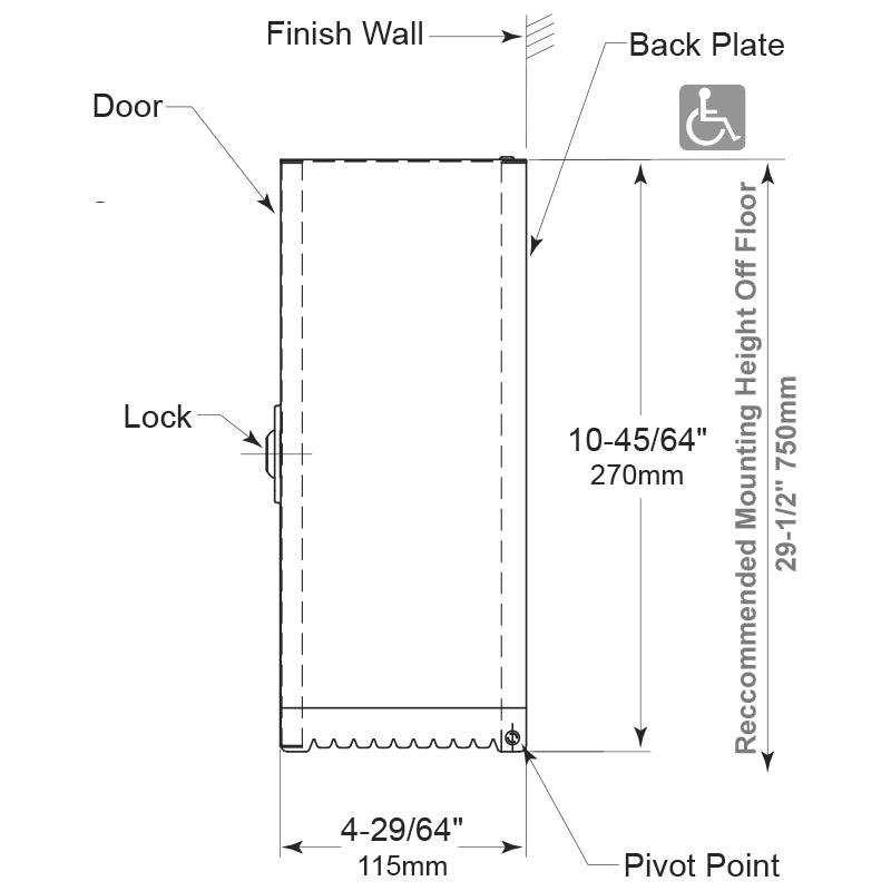 Bobrick 2890 - Surface Mounted Single Jumbo-Roll Toilet Tissue Dispenser in Satin Stainless Steel