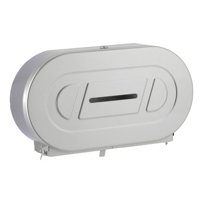 Bobrick 2892 - Surface Mounted Twin Jumbo-Roll Toilet Tissue Dispenser in Satin Stainless Steel