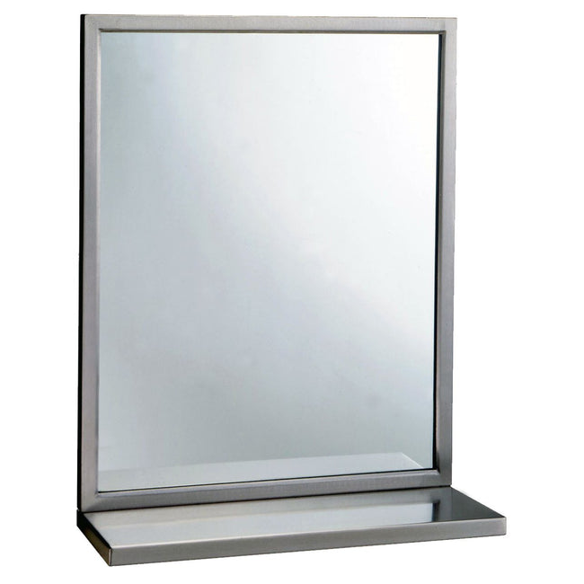 Bobrick 292 1836 - 18" x 36" Welded Frame Mirror with Shelf in Satin Stainless Steel