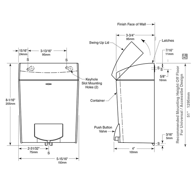 Bobrick 5050 - Surface Mounted 50oz. Soap Dispenser