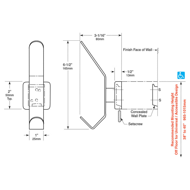 Bobrick 682 - 6-1/2" Hat and Coat Hook in Polished Stainless Steel