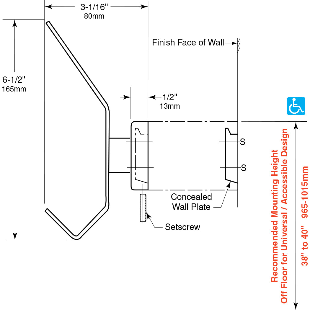 Bobrick 6827 - Hat and Coat Hook in Satin Stainless Steel