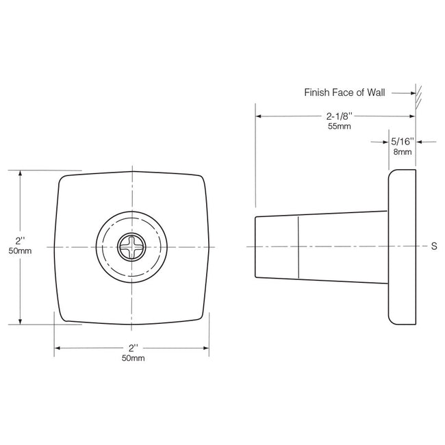 Bobrick 687 - 2" x 2" Surface-Mounted Door Bumper