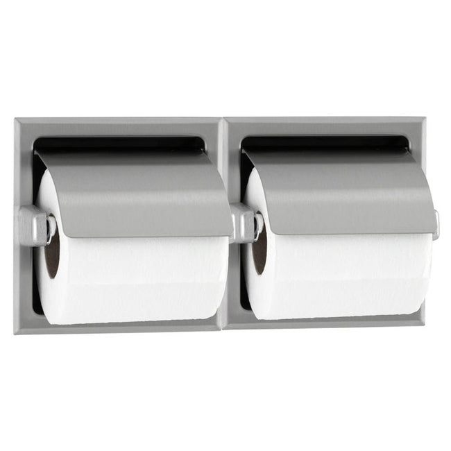 Bobrick 6997 - Recessed Dual-Roll Toilet Tissue Dispenser with Hoods in Satin Stainless Steel