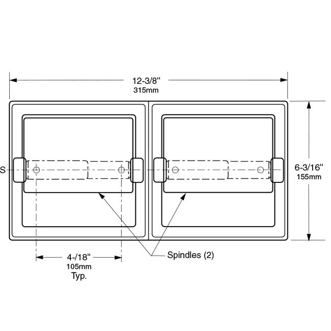 Bobrick 69997 - Surface Mounted Dual-Roll Toilet Tissue Dispenser with Hoods in Satin Stainless Stee