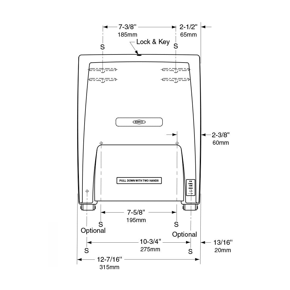 Bobrick 72860 - 12" Surface Mounted Roll Paper Towel Dispenser