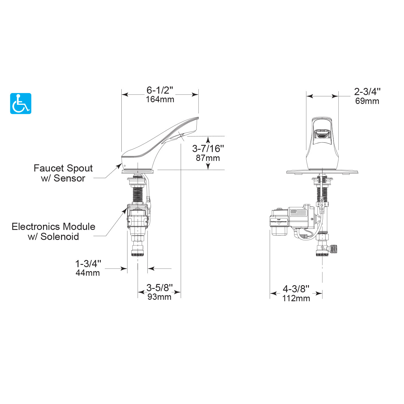 Bobrick 8878 - Designer Series Touch Free Faucet in Polished Chrome