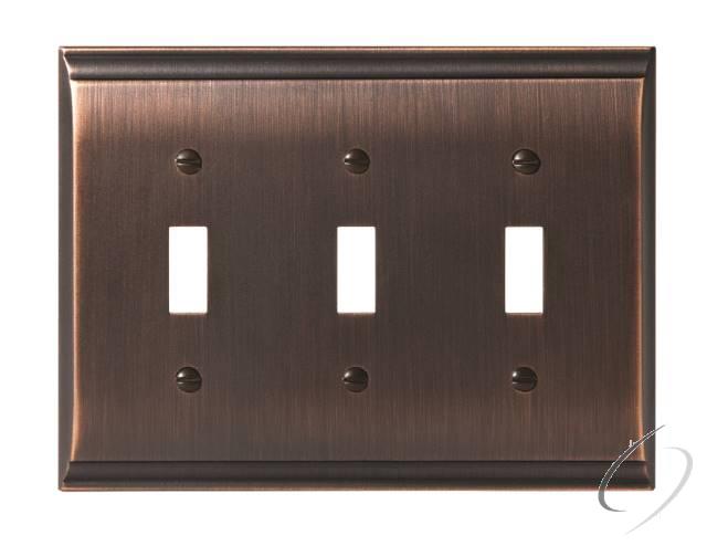 BP36502ORB 4-9/10" x 6-1/2" Candler Triple Toggle Wall Plate Oil Rubbed Bronze Finish