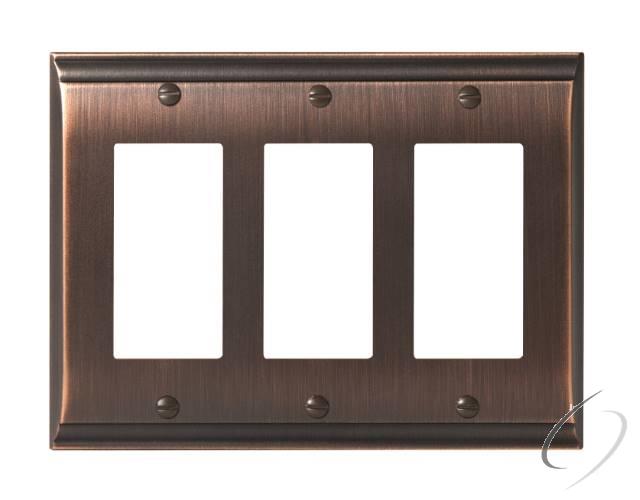 BP36506ORB 8-3/10" x 6-3/10" Candler Triple Rocker Wall Plate Oil Rubbed Bronze Finish
