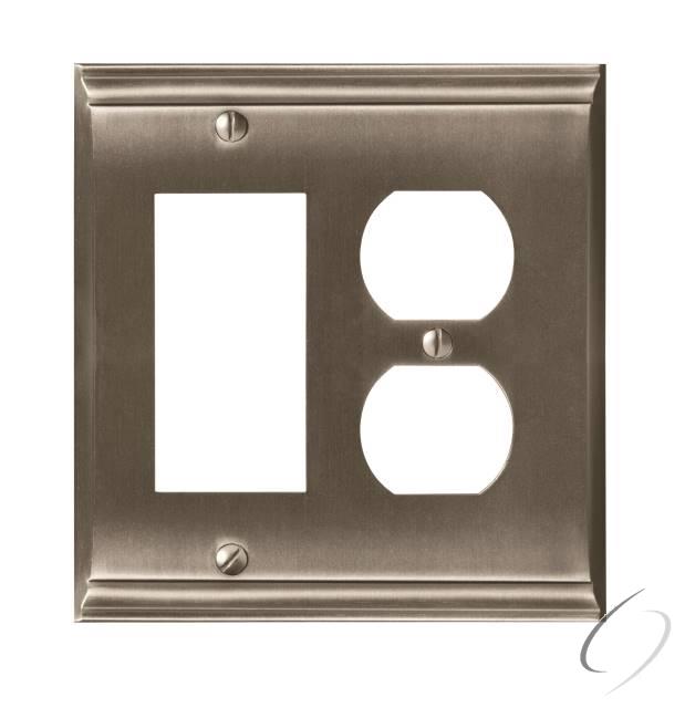 BP36511G10 8-3/10" x 6-3/10" Candler Outlet and Rocker Wall Plate Satin Nickel Finish