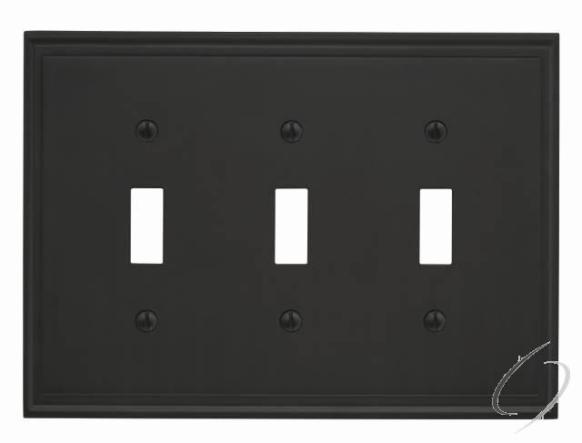BP36516BBR 8-3/10" x 6-3/10" Mulholland Triple Toggle Wall Plate Black Bronze Finish