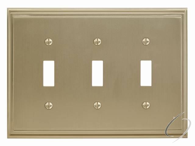 BP36516BBZ 8-3/10" x 6-3/10" Mulholland Triple Toggle Wall Plate Golden Champagne Finish