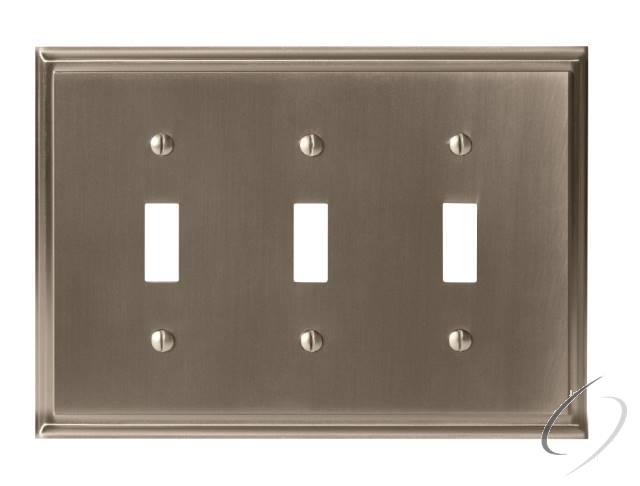 BP36516G10 8-3/10" x 6-3/10" Mulholland Triple Toggle Wall Plate Satin Nickel Finish